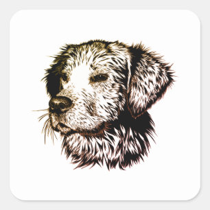 Brown Puppy Sketch Quadratischer Aufkleber