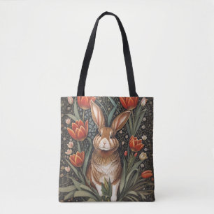Brown Rabbit Red Tulips William Morris Inspiriert