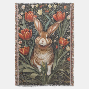 Brown Rabbit Red Tulips William Morris Inspiriert Decke