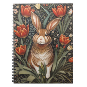 Brown Rabbit Red Tulips William Morris Inspiriert Notizblock