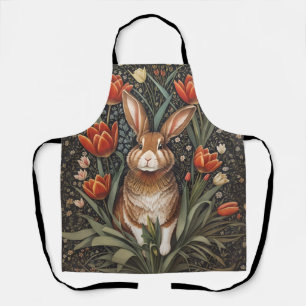 Brown Rabbit Red Tulips William Morris Inspiriert Schürze