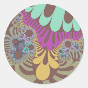 Brown Rainbow Mod Runder Aufkleber