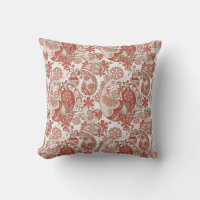 Brown Raspberry Paisley Pillow