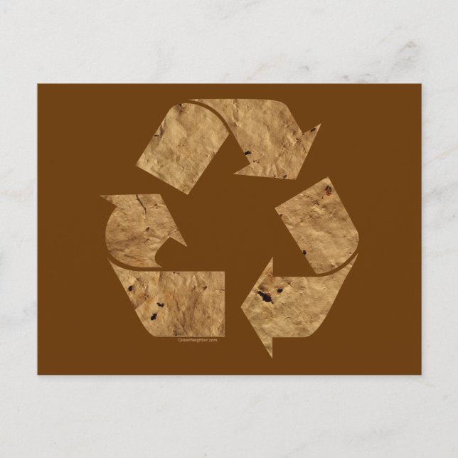 Brown Recycle Sign Postkarte (Vorderseite)