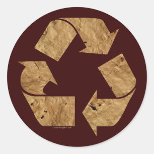 Brown Recycle Sign Runder Aufkleber