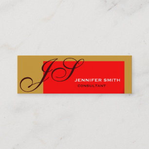 Brown Red Monogram Consultant Business Card Mini Visitenkarte