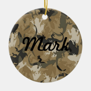 Brown Reptile Camouflage Name Ornament