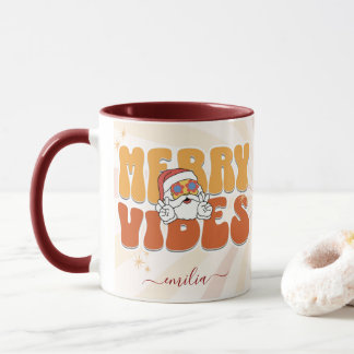 Brown Retro 70er Themed Merry Vibes Individuelle N Tasse