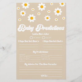 Brown Retro Daisy Baby Shower Vorhersageaktivität Briefpapier
