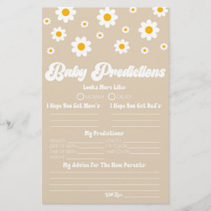 Brown Retro Daisy Baby Shower Vorhersageaktivität Briefpapier