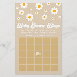 Brown Retro Daisy Bingo Baby Showspiel Briefpapier