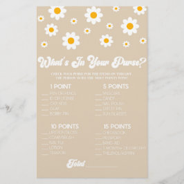 Brown Retro Daisy Was ist in Purse Baby Shower Gam Briefpapier