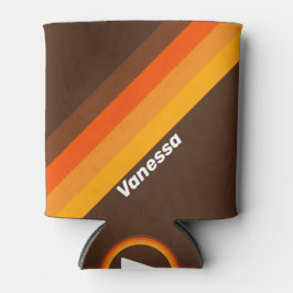 Brown Retro Stripes with Name Dosenkühler