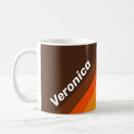 Brown Retro Stripes with Name Kaffeetasse