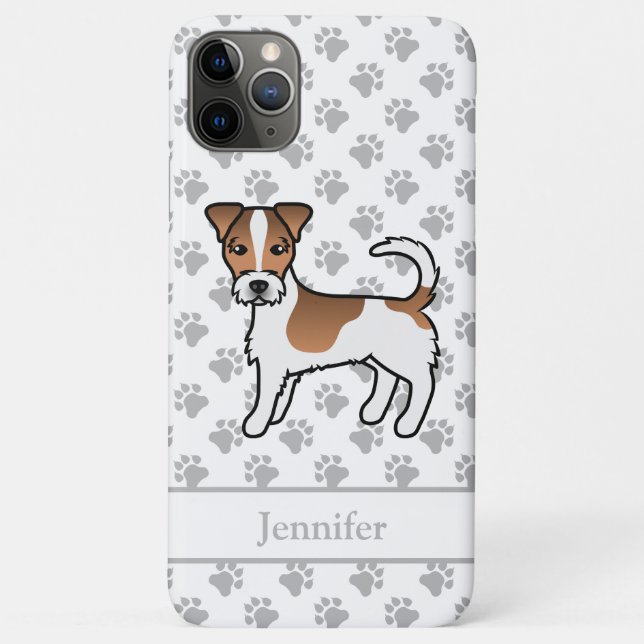 Brown Rough Coat Jack Russell Terrier Dog & Name Case-Mate iPhone Hülle (Rückseite)