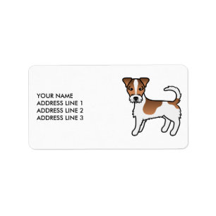 Brown Rough Coat Jack Russell Terrier Dog & Text Adressaufkleber