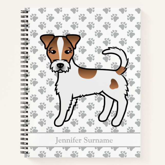 Brown Rough Coat Parson Russell Terrier & Name Notizbuch (Vorderseite)