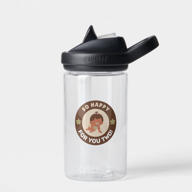 Brown Round Sticker Baby Trinkflasche (Links)