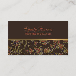 Brown Rust Gold Damask Business Card Visitenkarte