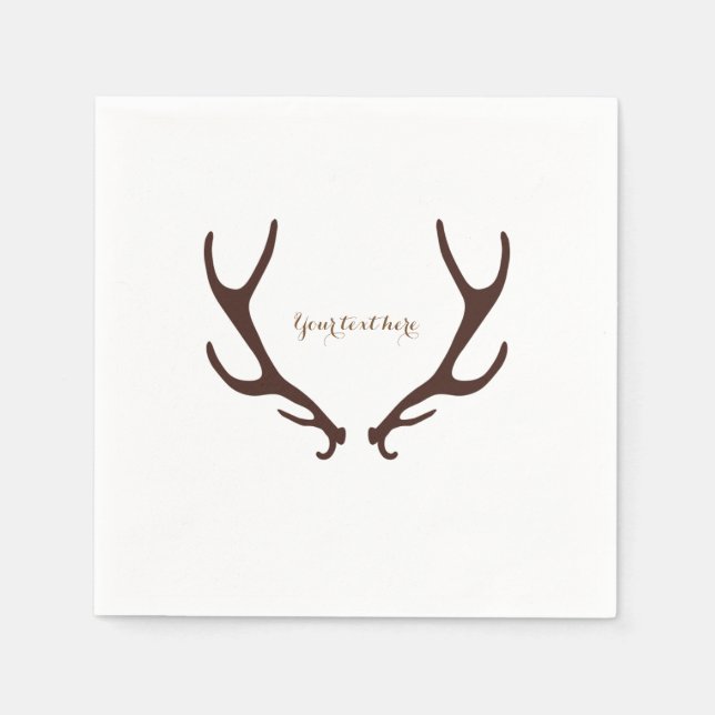 Brown Rustic Antlers Woodsy Wedding Party Serviette (Vorderseite)