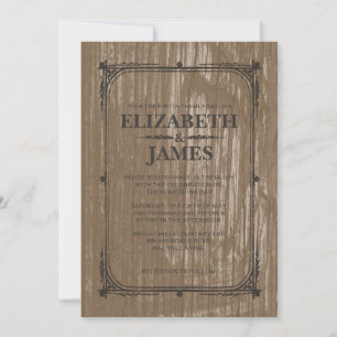 Brown Rustic Barn Wood Wedding Invitations Einladung