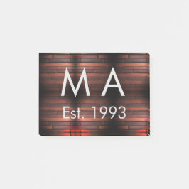 Brown rustic brick stone add name letter year date post-it klebezettel