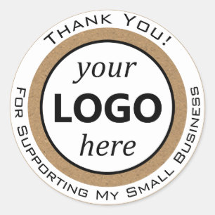 Brown Rustic Kraft Paper Danke Ihr Logo hier Runder Aufkleber