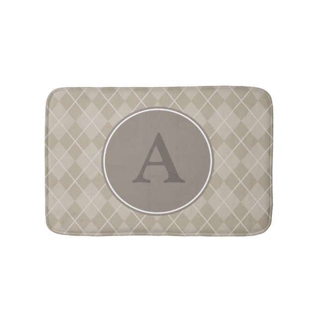 Brown Rustic Monogram Bath Mat Rug Badematte (Vorderseite)