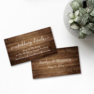 Brown Rustic Wood, Script Wedding Website Details Begleitkarte