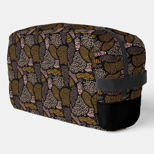 Brown Safari Animal Print Waschbeutel (Linke Seite)