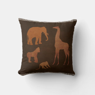 Brown Safari Jungle Zootiere Personalisiert Kissen