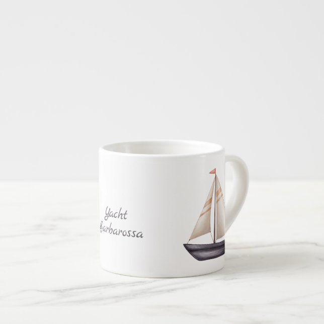 Brown Sailing Boat and Name Espressotasse (Vorderseite Rechts)