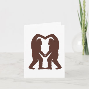 Brown Sasquatch Heart Silhouette Karte