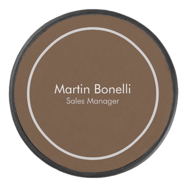 Brown Schlicht Simple Modern Beruflich Eishockey Puck (Vorderseite)