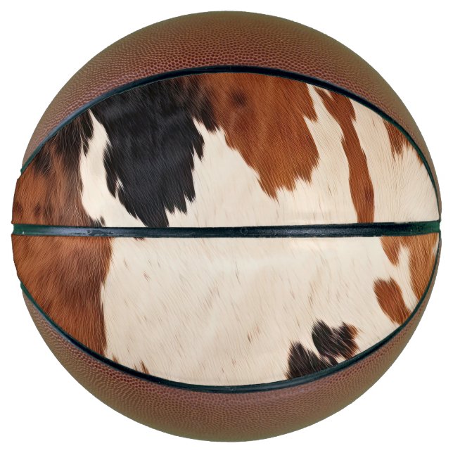 Brown Schwarz-weiß Cowhide Basketball (Vorderseite)