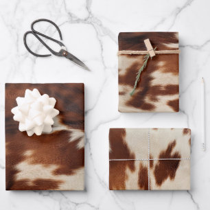 Brown Schwarz-weiß Cowhide Geschenkpapier Set