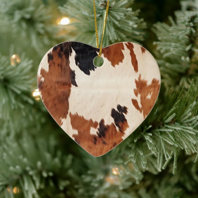 Brown Schwarz-weiß Cowhide Keramik Ornament (Baum)