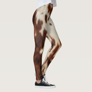 Brown Schwarz-weiß Cowhide Leggings
