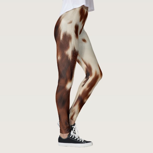 Brown Schwarz-weiß Cowhide Leggings (Rechts)
