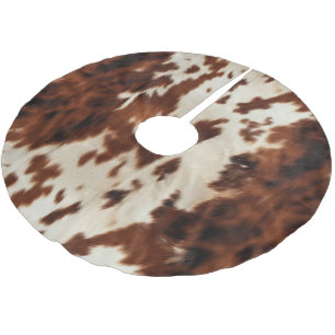 Brown Schwarz-weiß Cowhide Polyester Weihnachtsbaumdecke