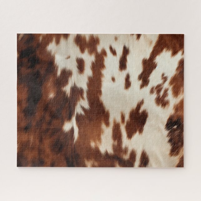 Brown Schwarz-weiß Cowhide Puzzle (Horizontal)