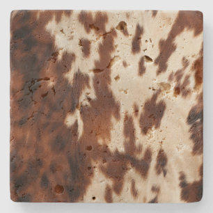 Brown Schwarz-weiß Cowhide Steinuntersetzer