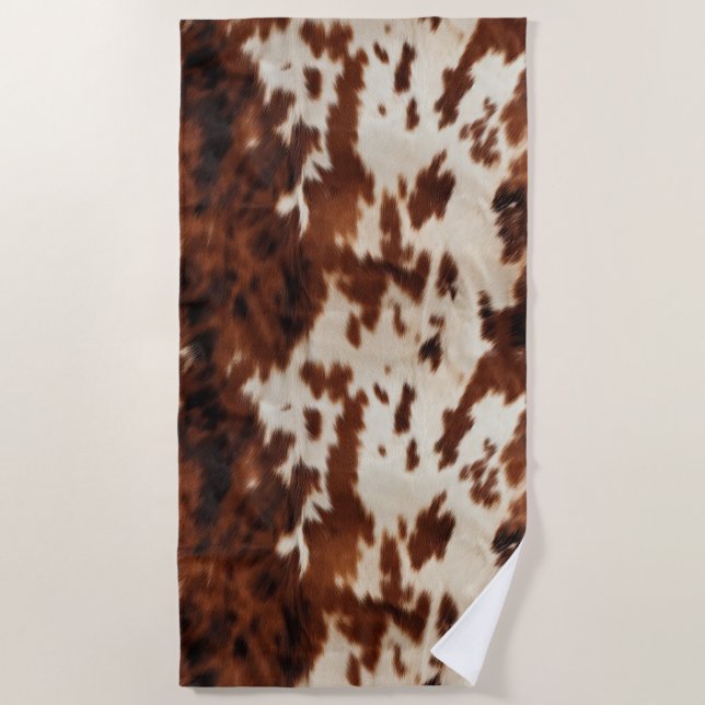 Brown Schwarz-weiß Cowhide Strandtuch (Vorderseite)