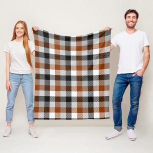 Brown Schwarz-weiß Twill Gingham Design Fleecedecke