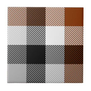 Brown Schwarz-weiß Twill Gingham Design Fliese
