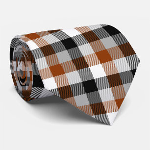 Brown Schwarz-weiß Twill Gingham Design Krawatte