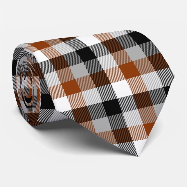 Brown Schwarz-weiß Twill Gingham Design Krawatte (Von Creator hochgeladen)