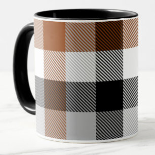 Brown Schwarz-weiß Twill Gingham Design Tasse