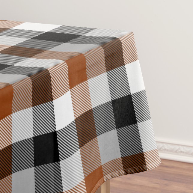 Brown Schwarz-weiß Twill Gingham Design Tischdecke (Von Creator hochgeladen)