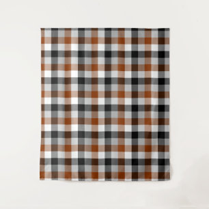 Brown Schwarz-weiß Twill Gingham Design Wandteppich